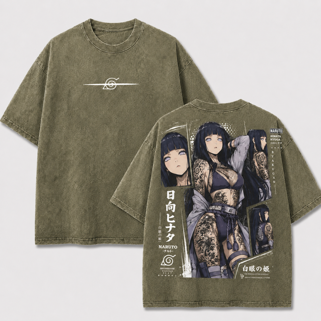 Hinata Hyuga Vintage Washed Cotton Anime Shirt, Naruto Manga Tee Mineral Wash T-Shirt, Vintage Inspired, Anime Gift Tee, Y2K Shirt