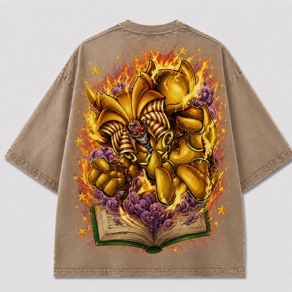 Oversized Blazing Storybook Beast Graphic Tee – Back Print Top