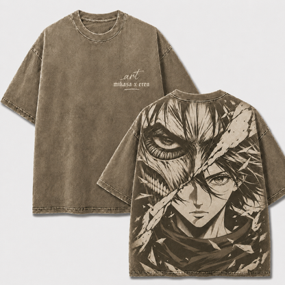 Split Face Giant Warrior Vintage Washed Graphic Tee