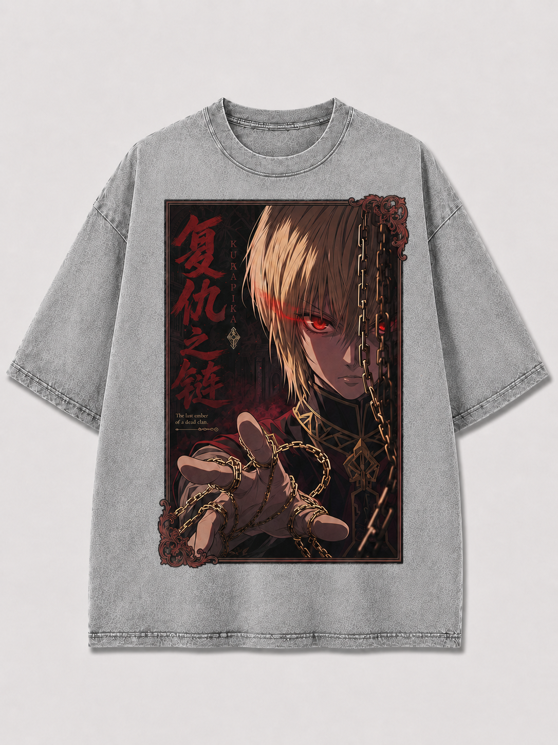 Oversized Crimson Eye Chain Graphic Tee – Poster Print Top