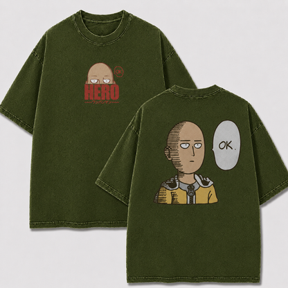Oversized Streetwear Graphic Tee – Deadpan Hero Speech Bubble Print