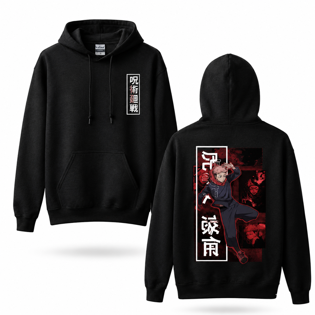 Oversized Streetwear Graphic Hoodie – Red Halftone Action Pose Print