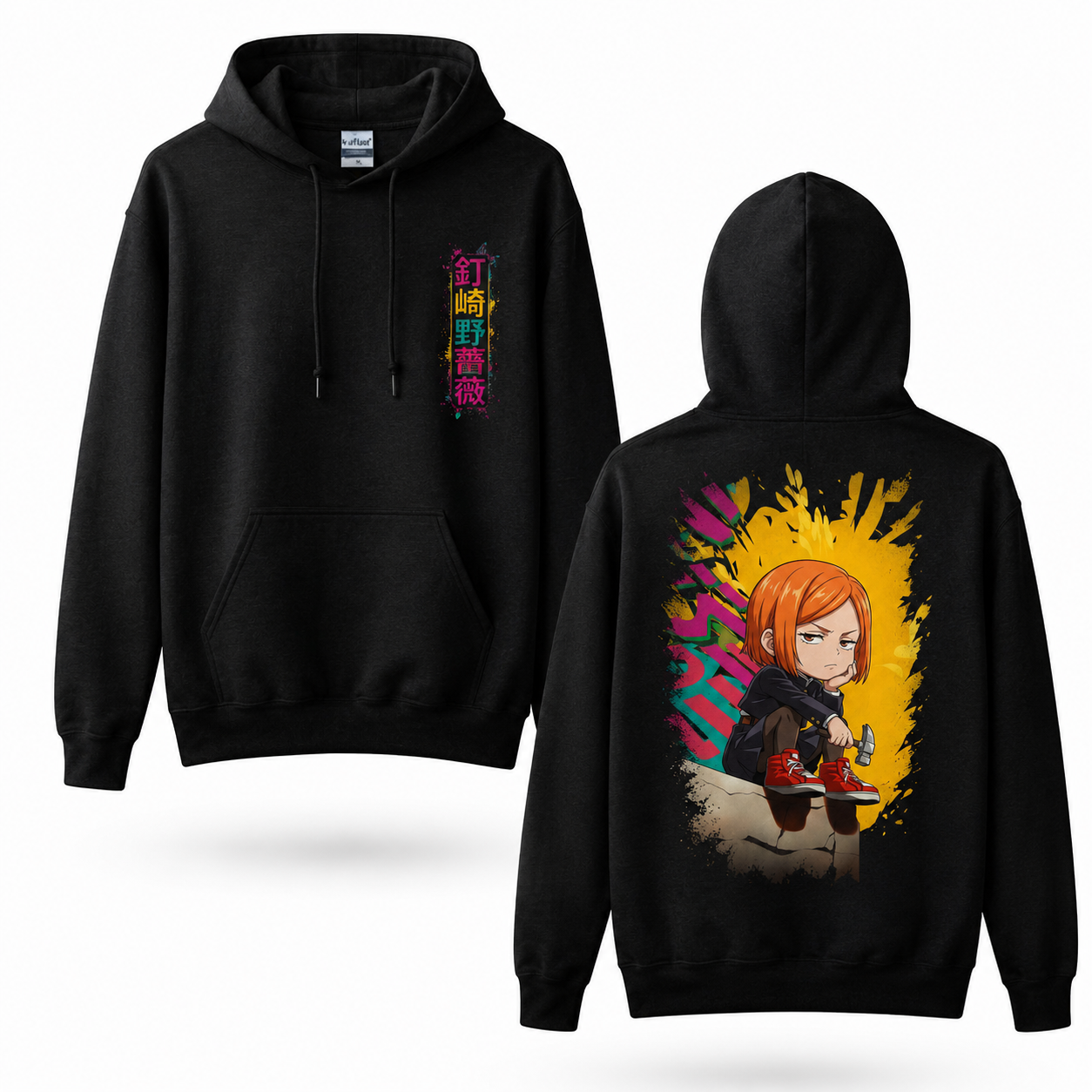 Oversized Streetwear Graphic Hoodie – Chibi Splash Art Print