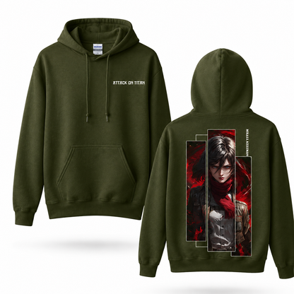 Crimson Scarf Warrior Geometric Portrait Hoodie