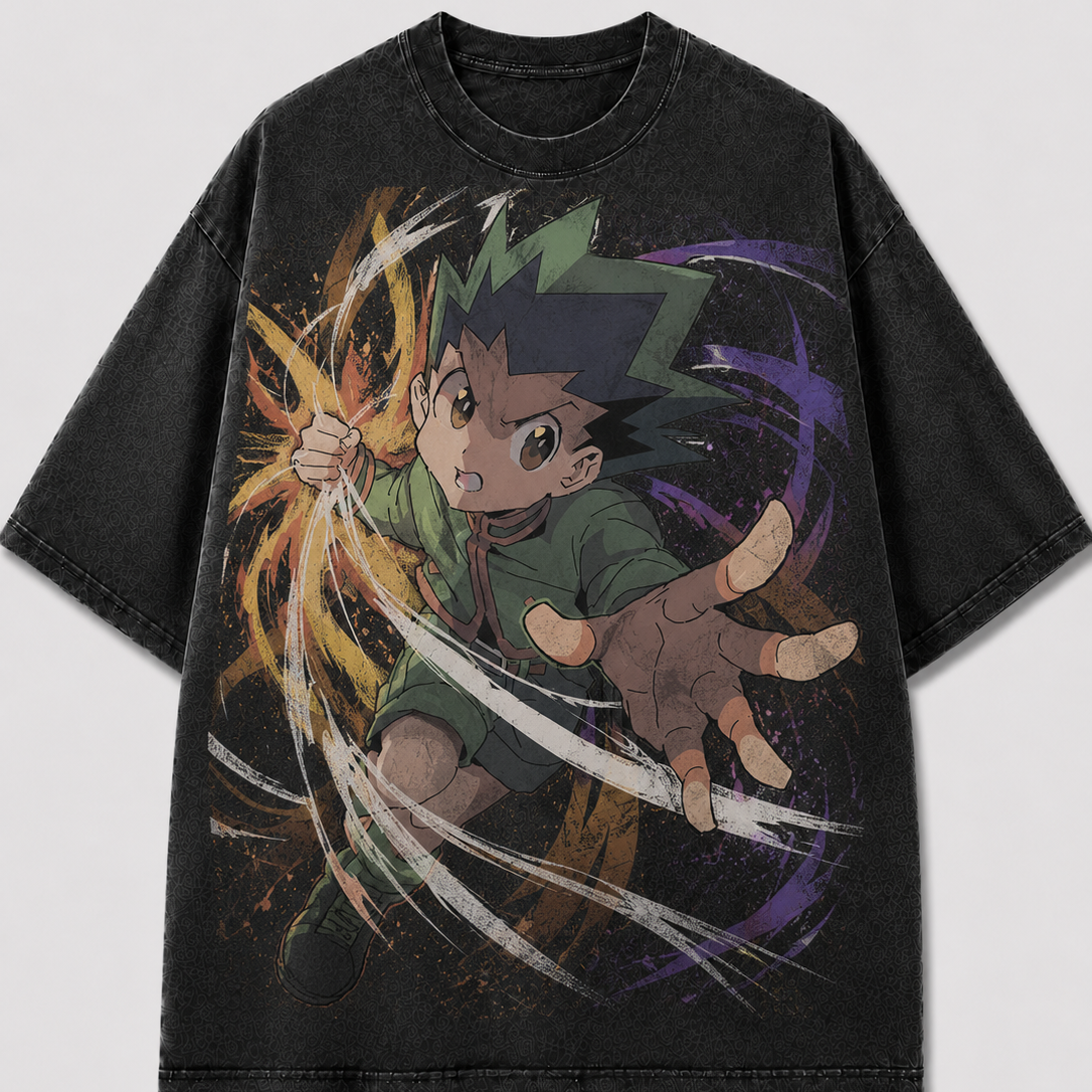 Oversized Reaching Hero Graphic Tee – Streak Print Top