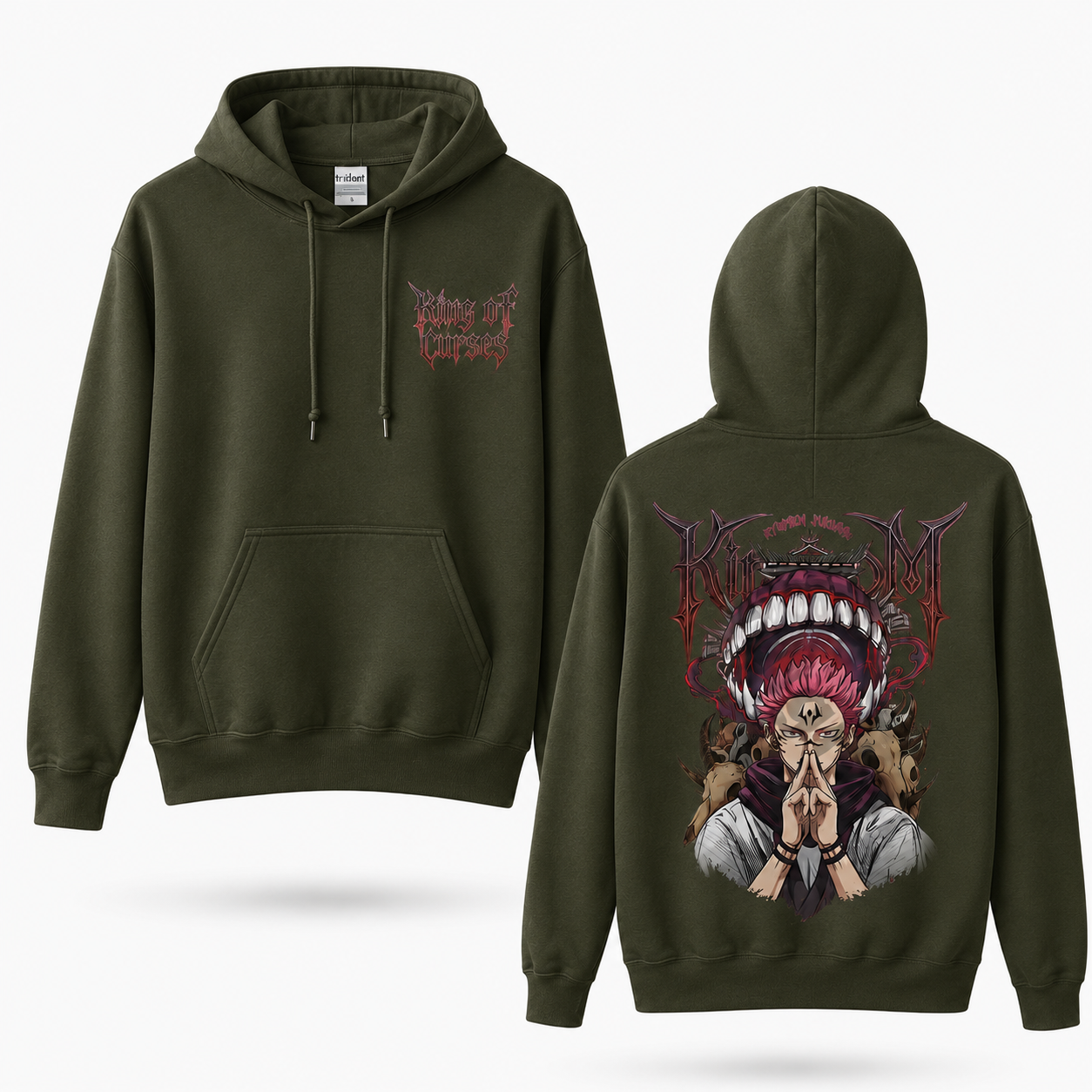 Oversized Streetwear Graphic Hoodie – Fanged Grin Skull Deity Print