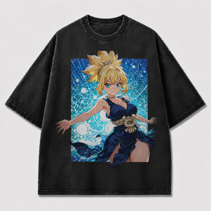 Magic Circle Spellcaster Girl Graphic Print Oversized Tee