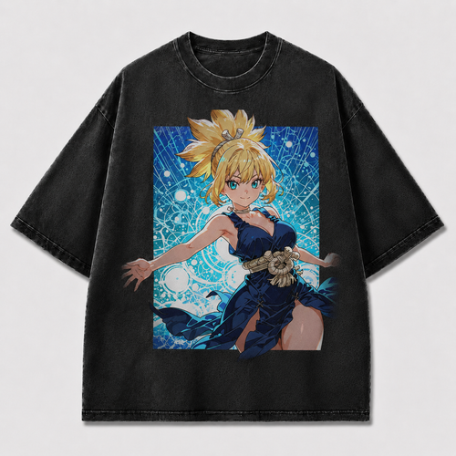 Magic Circle Spellcaster Girl Graphic Print Oversized Tee