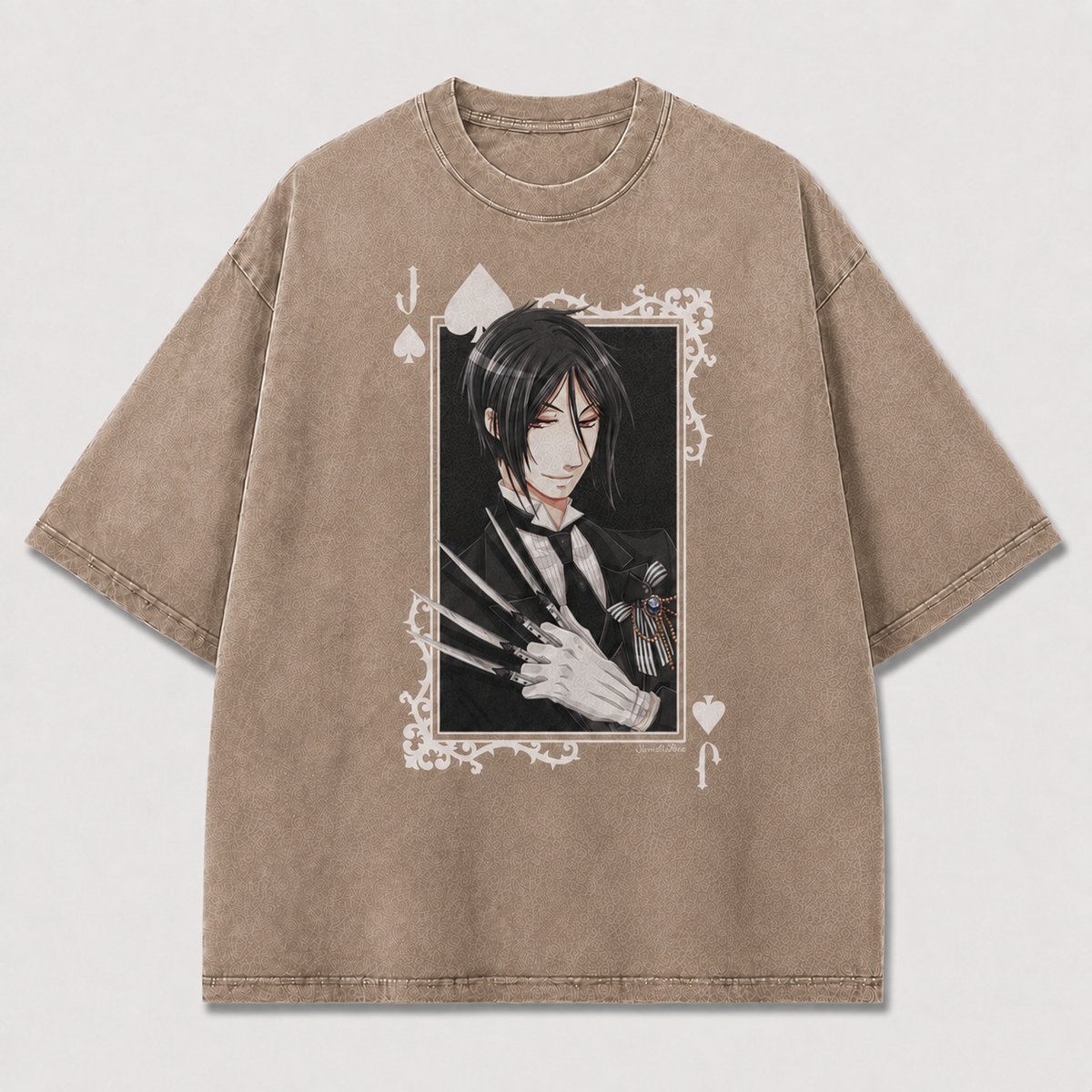 Oversized Playing Card Portrait Graphic Tee – Gothic Print Top