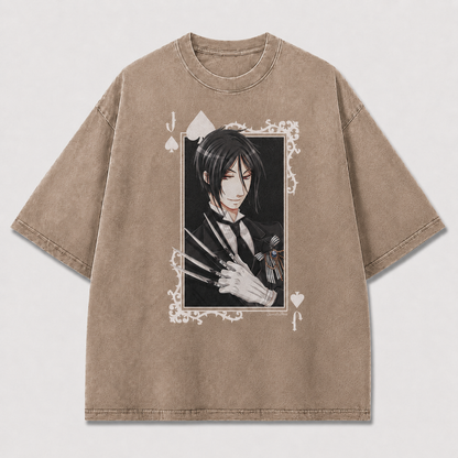 Oversized Playing Card Portrait Graphic Tee – Gothic Print Top
