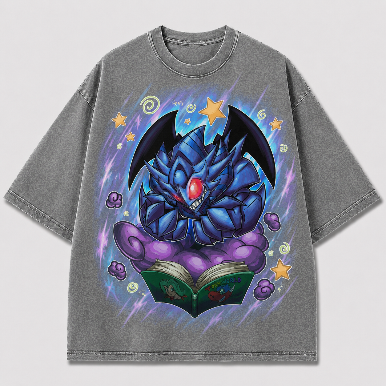 Oversized Shadow Beast Storybook Graphic Tee – Back Print Top