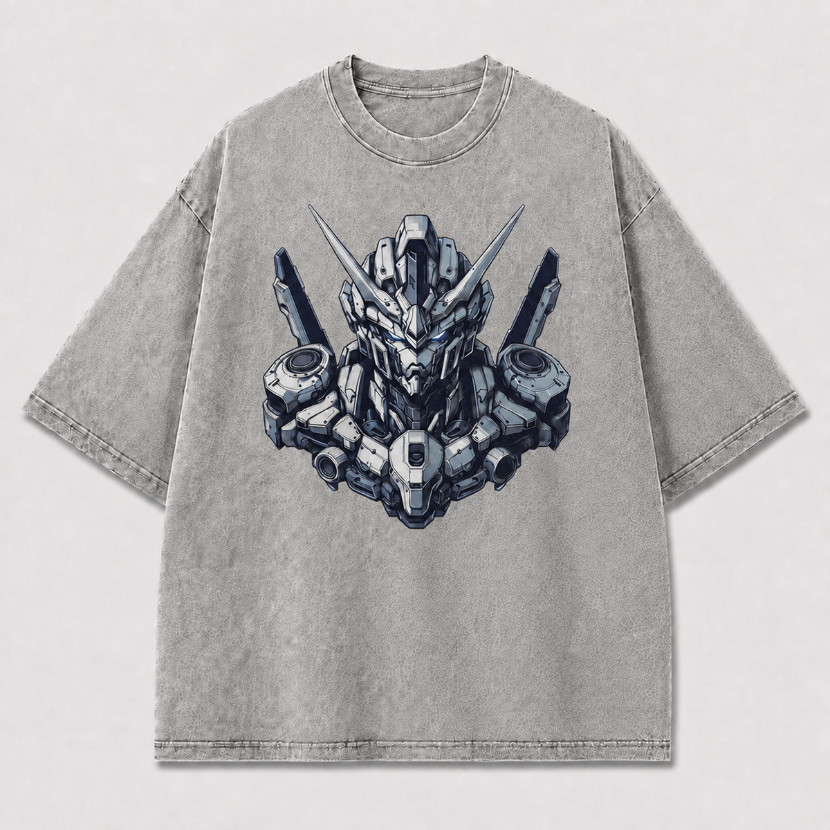 Oversized Unicorn Mecha Graphic Tee – Detailed Headshot Print Top