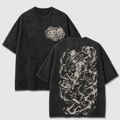 Oversized Streetwear Graphic Tee – Monochrome Swirl Line Art Print