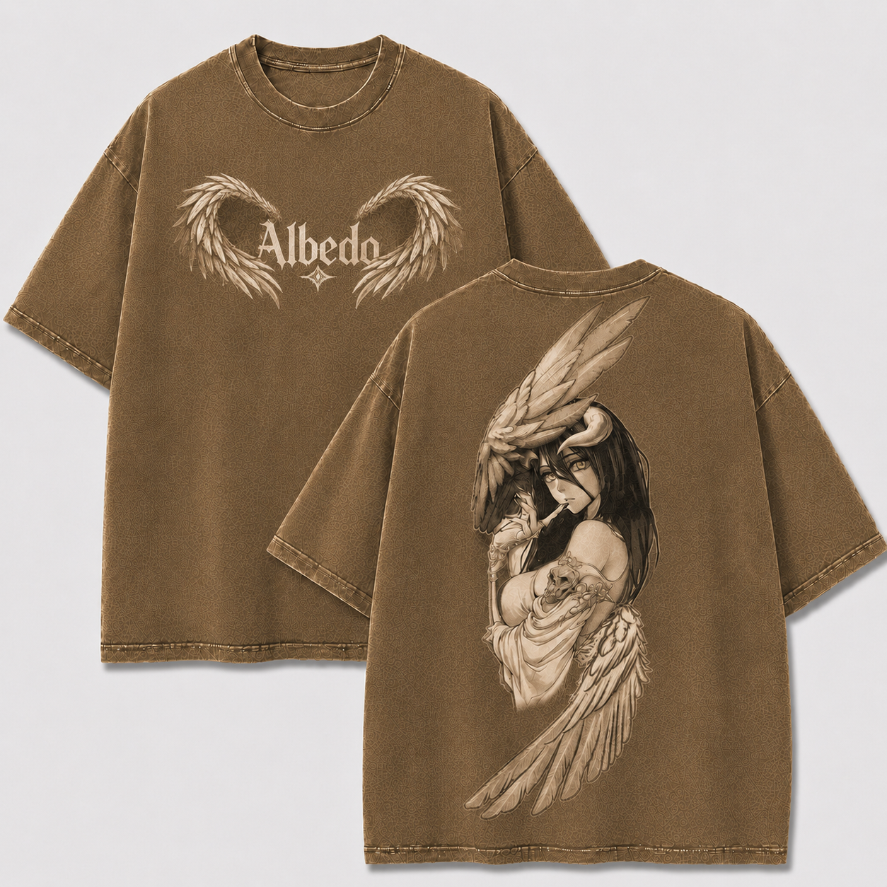Monochrome Horned Angel Vintage Washed Graphic Tee