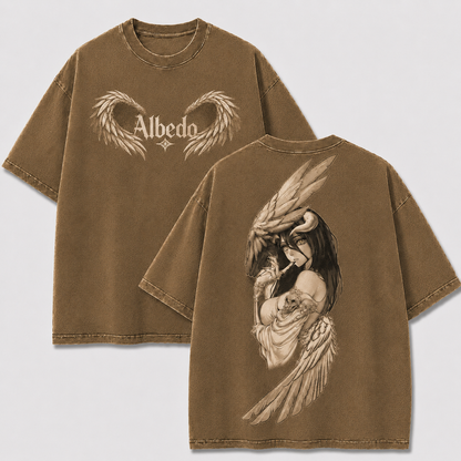Monochrome Horned Angel Vintage Washed Graphic Tee
