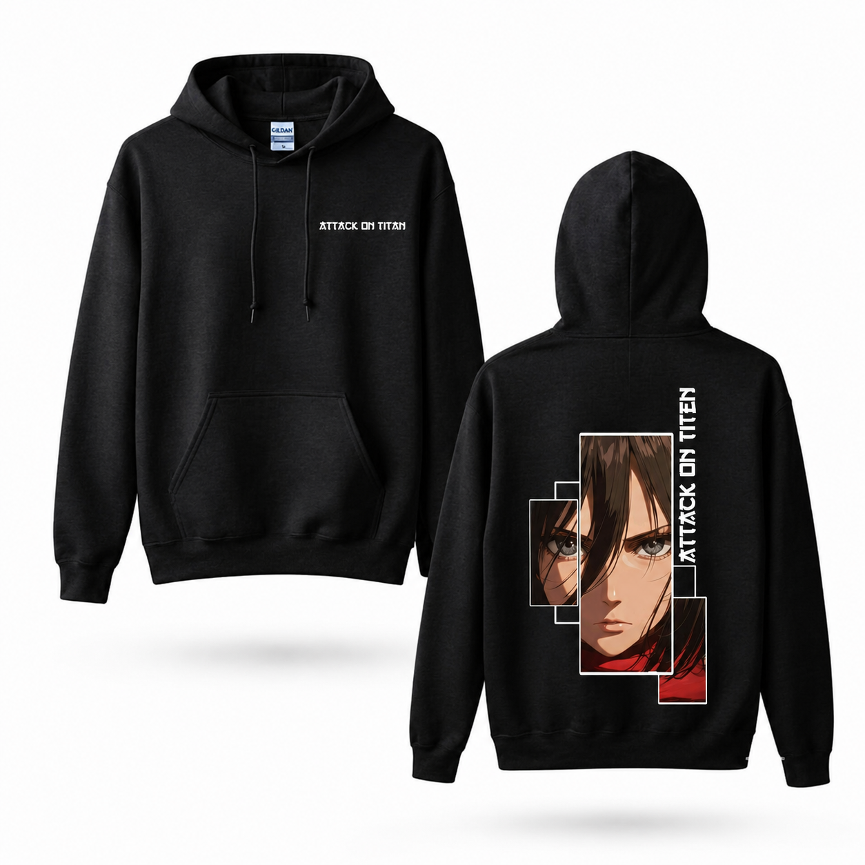 Red Scarf Female Warrior Fragmented Portrait Hoodie