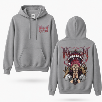 Oversized Streetwear Graphic Hoodie – Fanged Grin Skull Deity Print