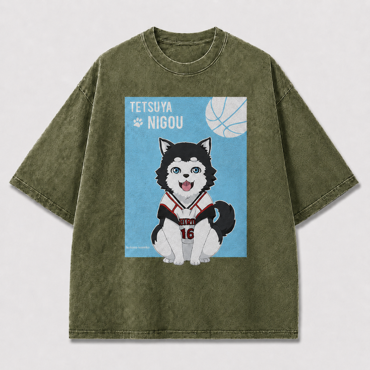 Oversized Basketball Pup Graphic Tee – Illustrated Print Top
