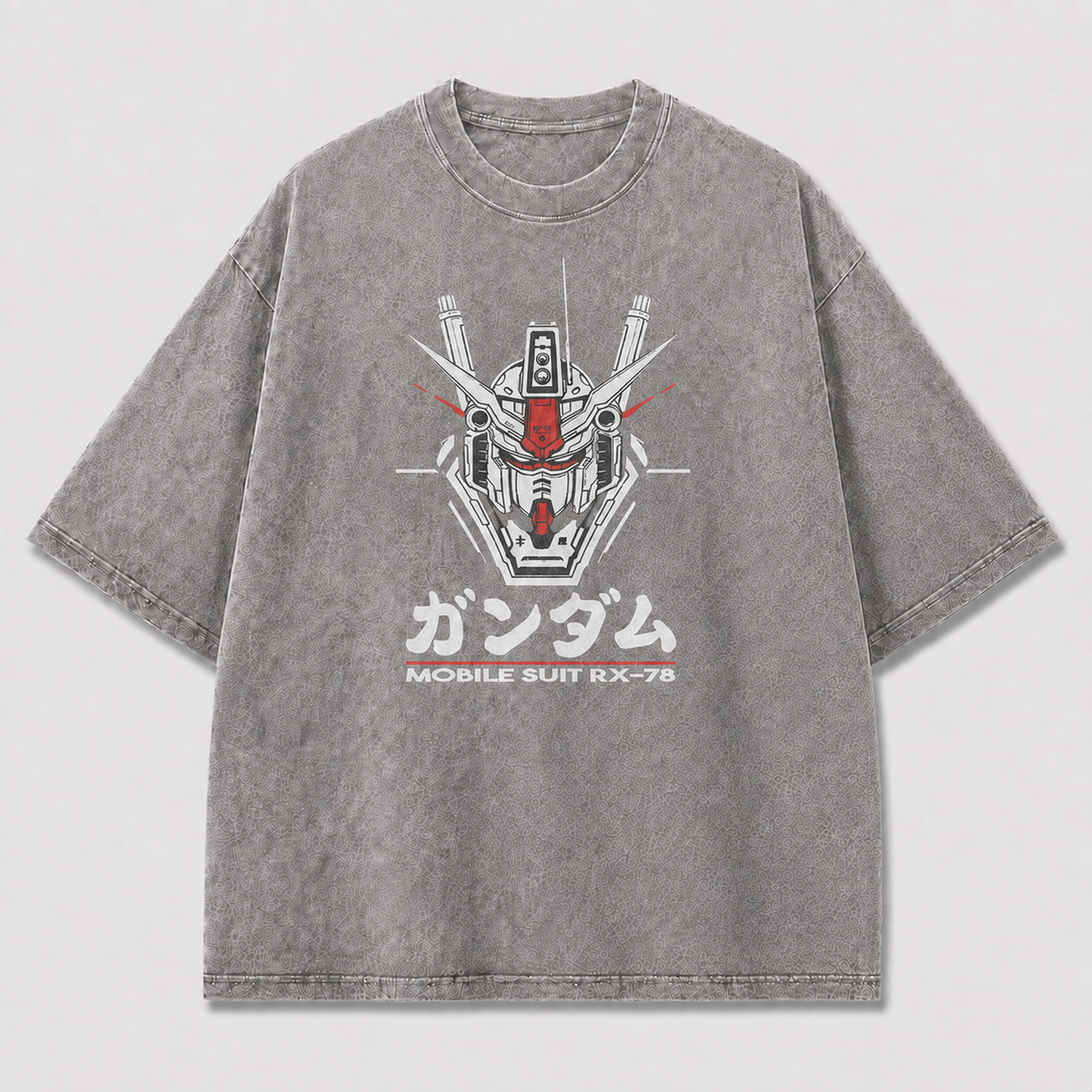 Oversized Mecha Head Graphic Tee – Bold Emblem Print Top