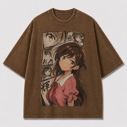Oversized Graphic Print T-Shirt – Ponytail Waifu Streetwear Tee
