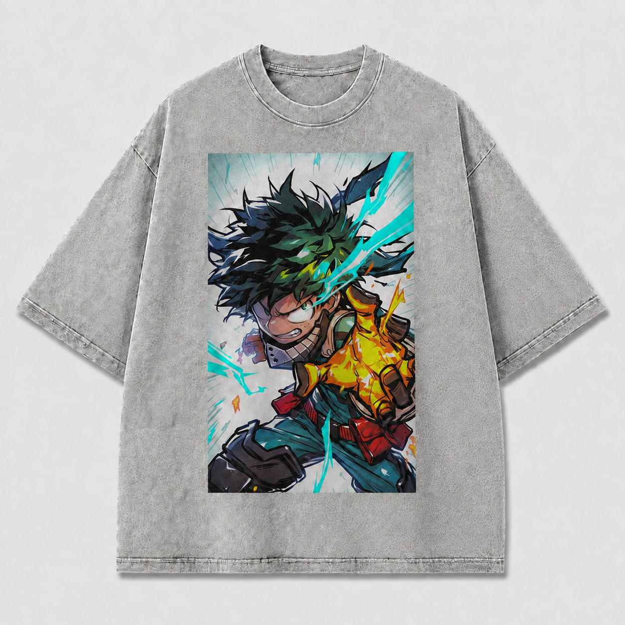 Oversized Electric Punch Portrait Graphic Tee – Action Print Top