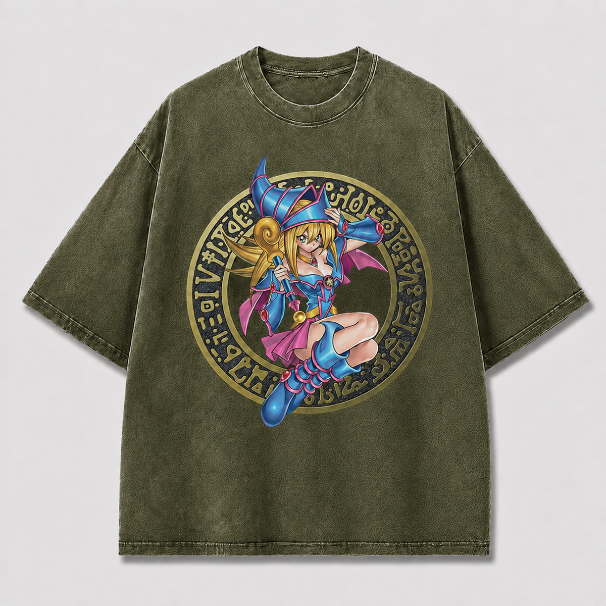 Oversized Spellcaster Graphic Tee – Fantasy Circle Print Top