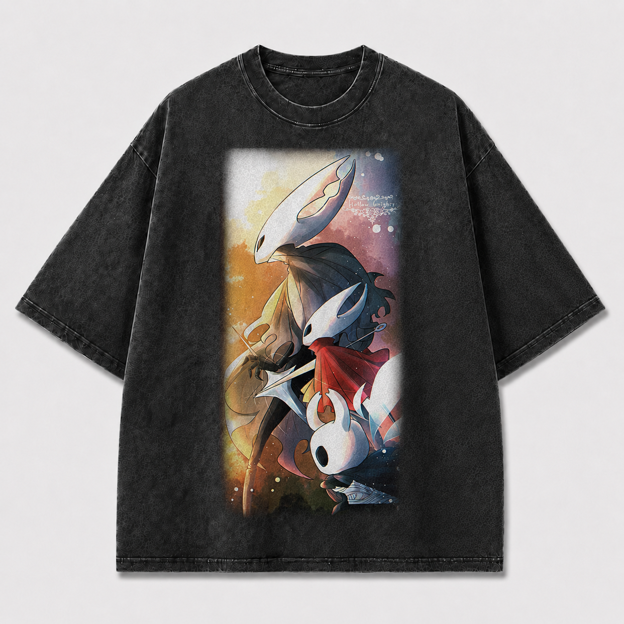 Hollow Mask Creatures Watercolor Graphic Print Oversized Tee