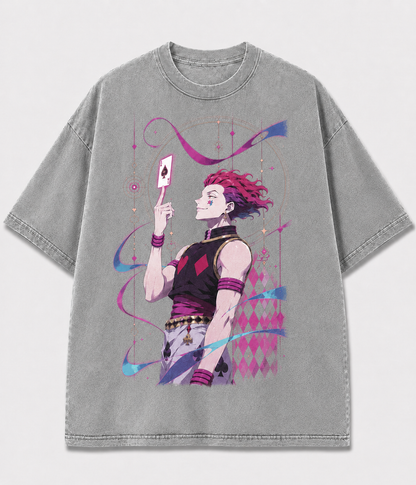 Oversized Card Trickster Graphic Tee – Mystic Print Top