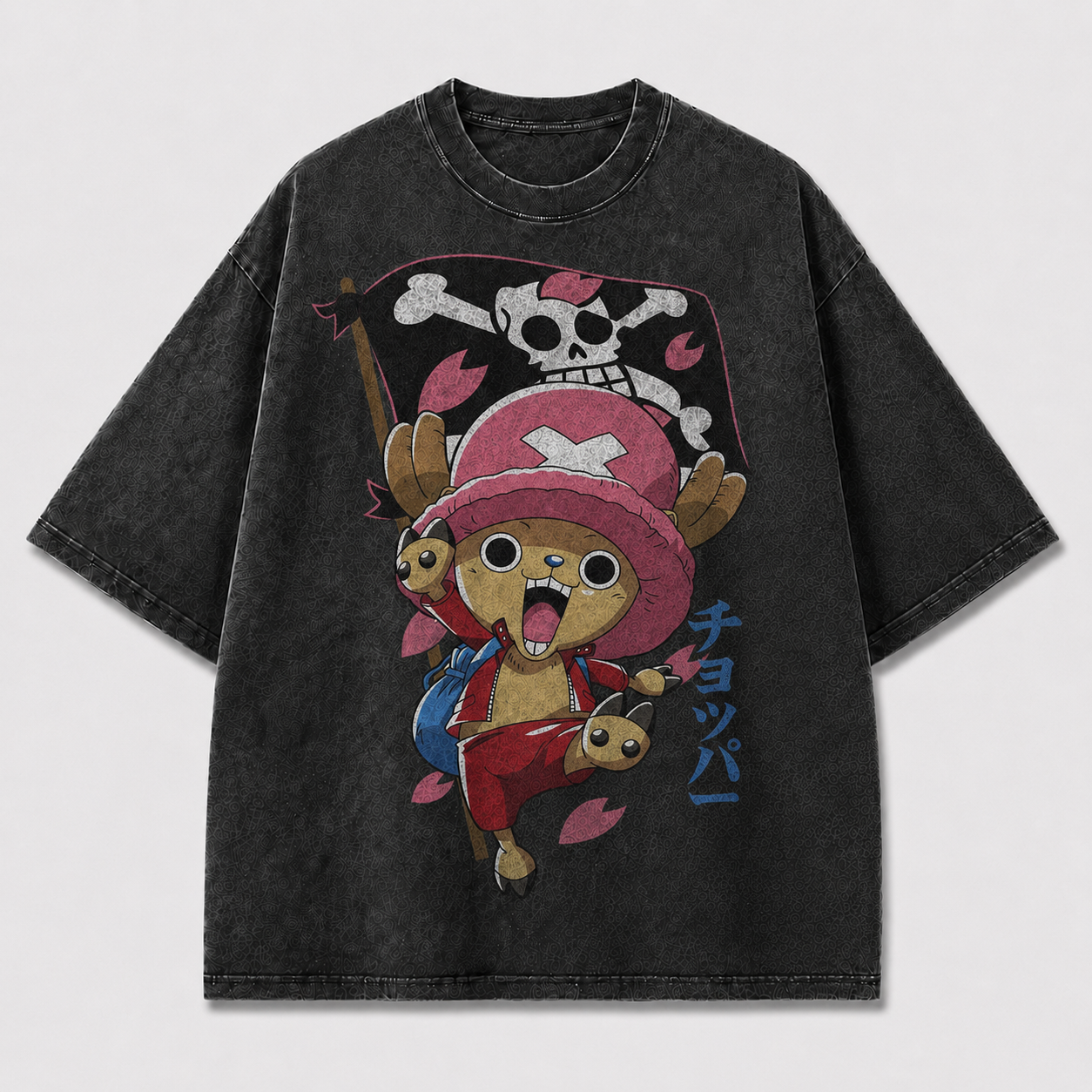 Oversized Streetwear Graphic Tee – Flag Banner Reindeer Mascot Print