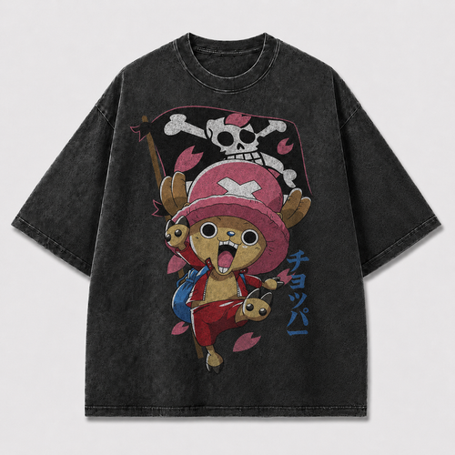 Oversized Streetwear Graphic Tee – Flag Banner Reindeer Mascot Print