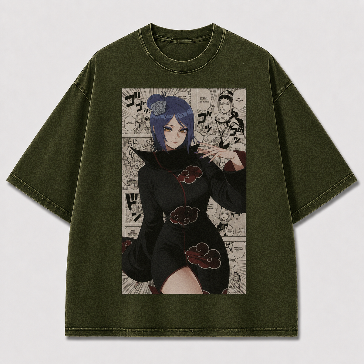 Oversized Streetwear Graphic Tee – Manga Panel Cloak Portrait Print