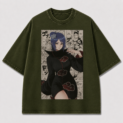 Oversized Streetwear Graphic Tee – Manga Panel Cloak Portrait Print