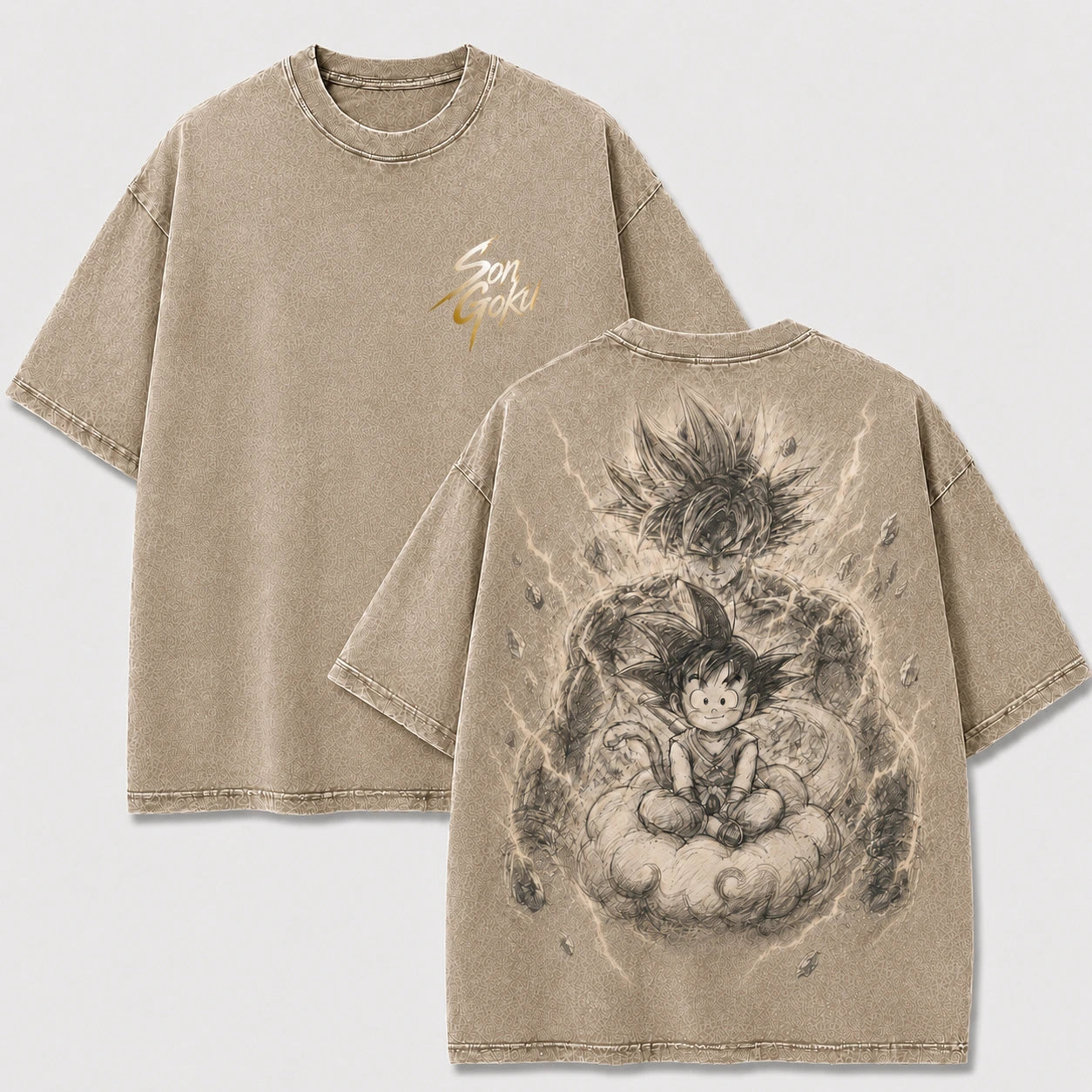 Goku Kid & Adult Vintage Washed Anime T-Shirt