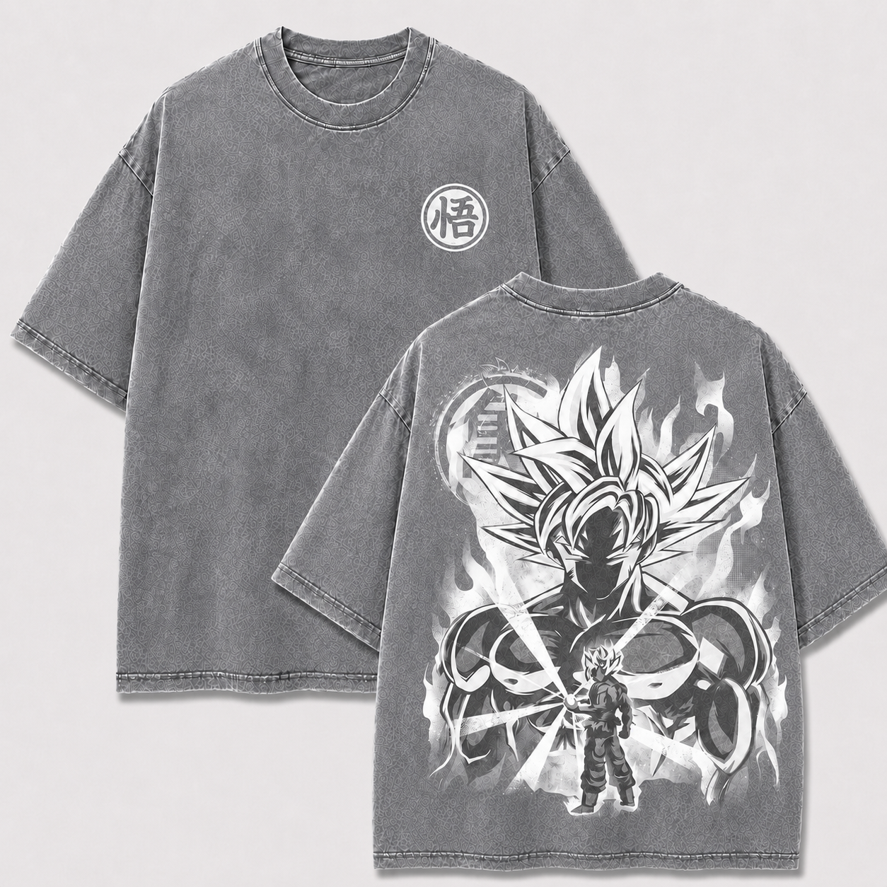Silver-Haired Aura Warrior Vintage Washed Graphic Tee