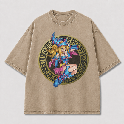 Oversized Spellcaster Graphic Tee – Fantasy Circle Print Top
