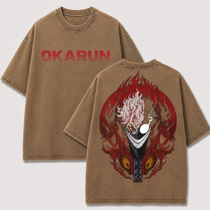 Oversized Streetwear Graphic Tee – Flaming Grin Skull Print