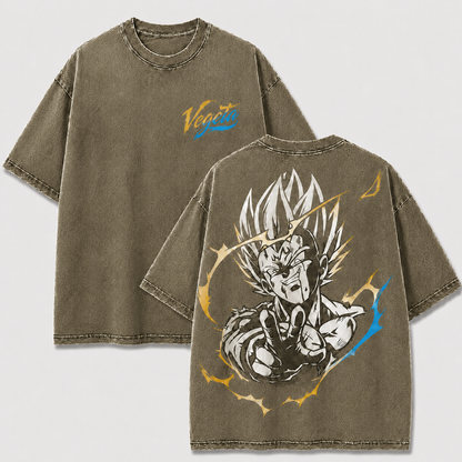 Vegeta Final Warning Vintage Washed Anime T-Shirt