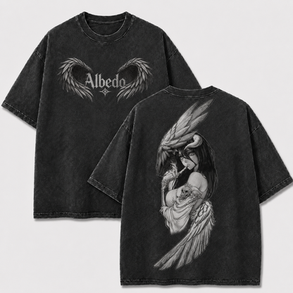 Monochrome Horned Angel Vintage Washed Graphic Tee