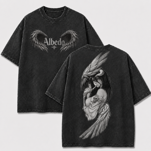 Monochrome Horned Angel Vintage Washed Graphic Tee