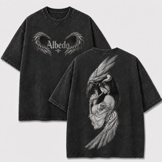 Monochrome Horned Angel Vintage Washed Graphic Tee
