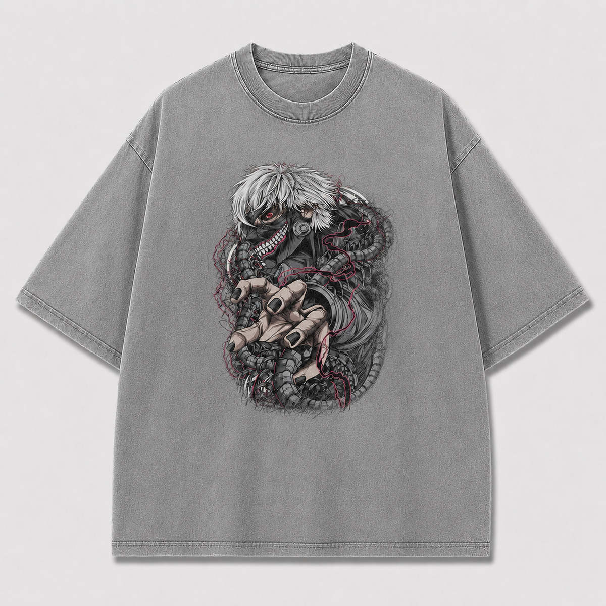 Oversized Masked Antihero Tentacle Graphic Tee – Dark Horror Streetwear Shirt
