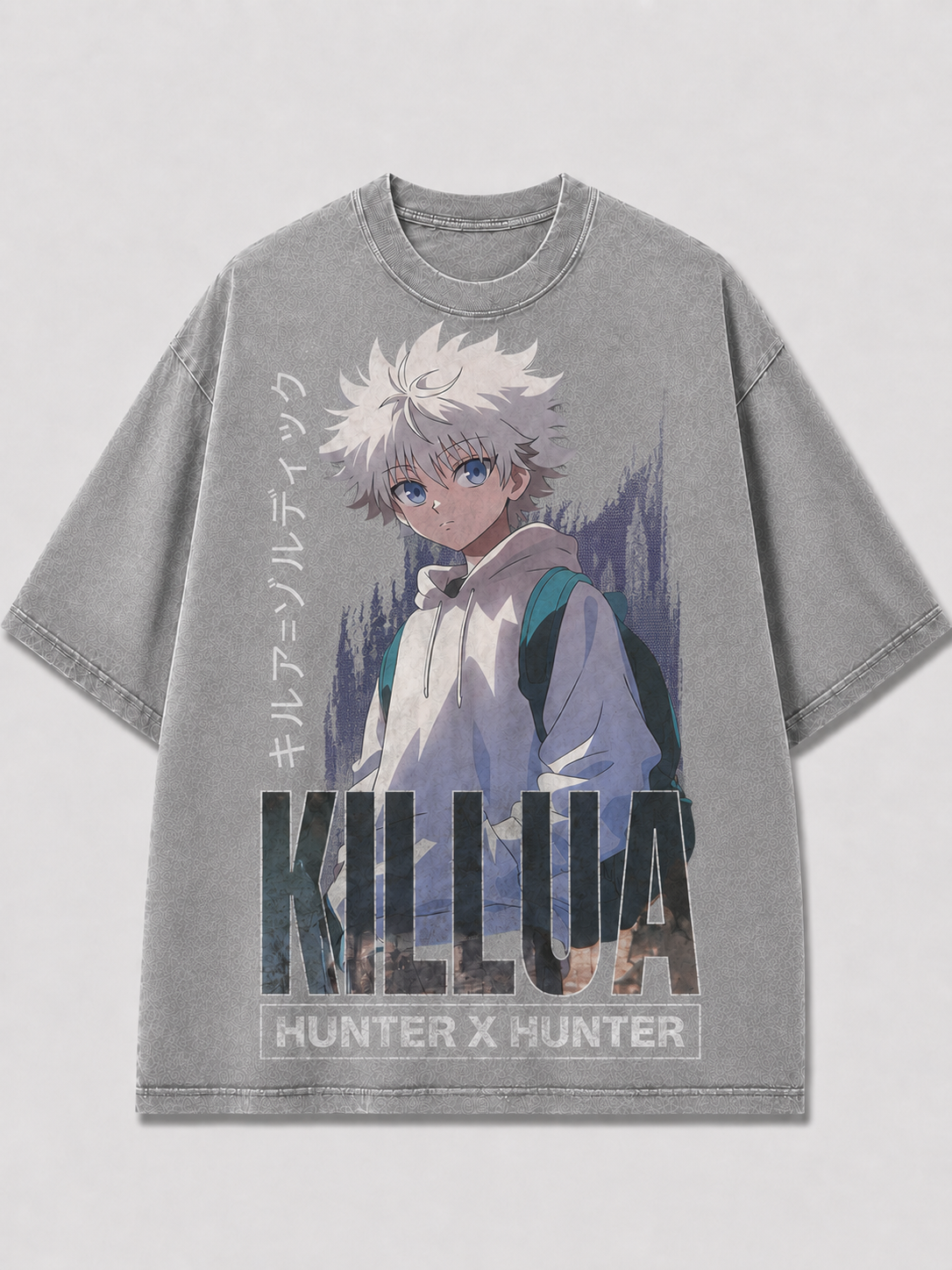 Oversized Hoodie Portrait Graphic Tee – Bold Typography Print Top