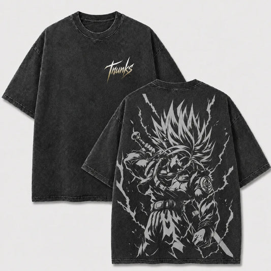 Time Traveler Lightning Sword Warrior Vintage Washed Graphic Tee
