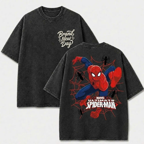 Masked Web Hero Vintage Washed Graphic Tee – Front & Back Print