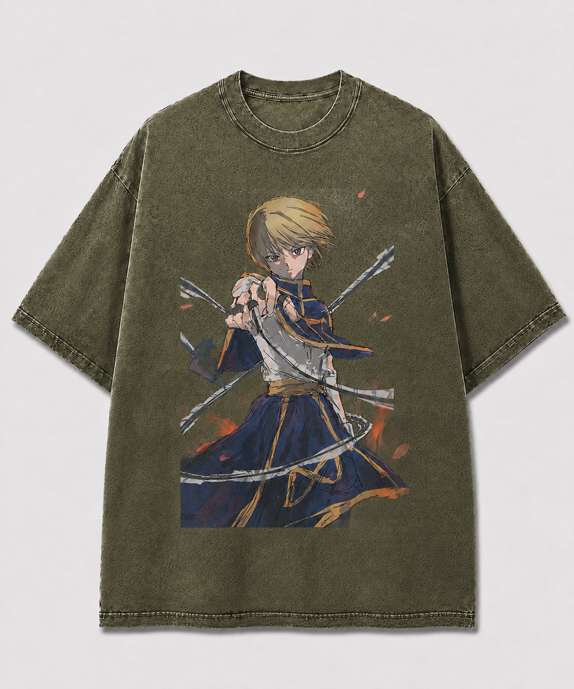 Oversized Chain Warrior Graphic Tee – Sketch Print Top