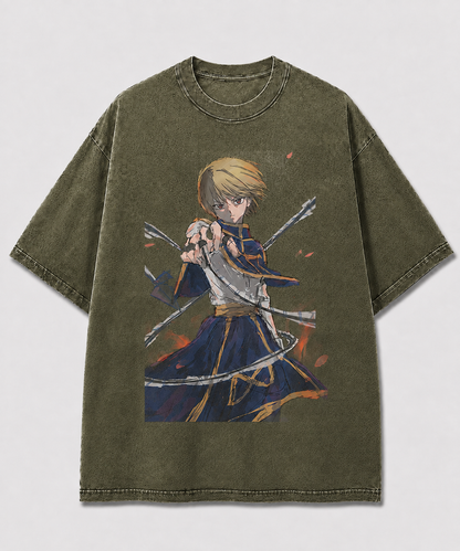 Oversized Chain Warrior Graphic Tee – Sketch Print Top