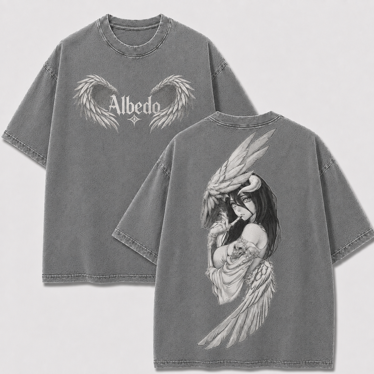 Monochrome Horned Angel Vintage Washed Graphic Tee