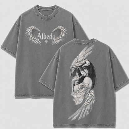 Monochrome Horned Angel Vintage Washed Graphic Tee