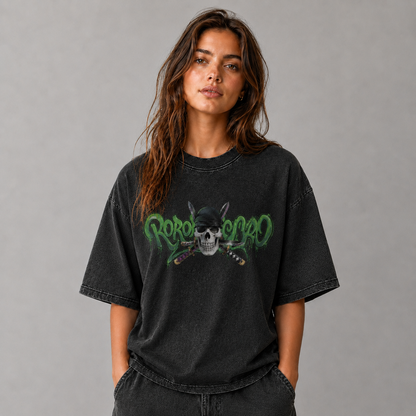 Oversized Graphic Print T-Shirt – Skull Swordsman Streetwear Tee