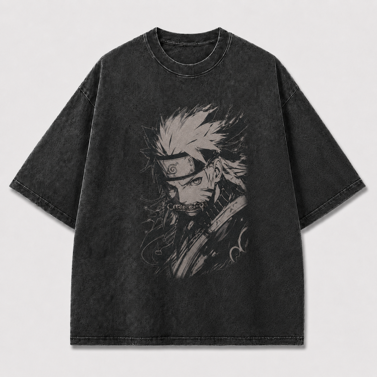 Oversized Streetwear Graphic Tee – Sepia Masked Swordsman Print